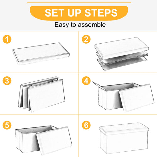 multifunctional foldable storage bench in non-slip faux leather - vue 6 sur 6