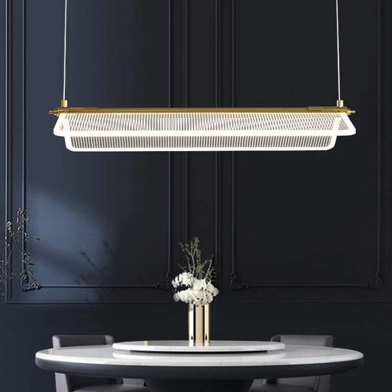 Adjustable rectangular acrylic chandelier for creative lighting - vue 3 sur 12