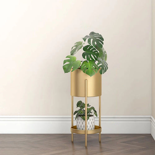 Nordic double-layer iron flower stand for indoor and balcony - vue 4 sur 7