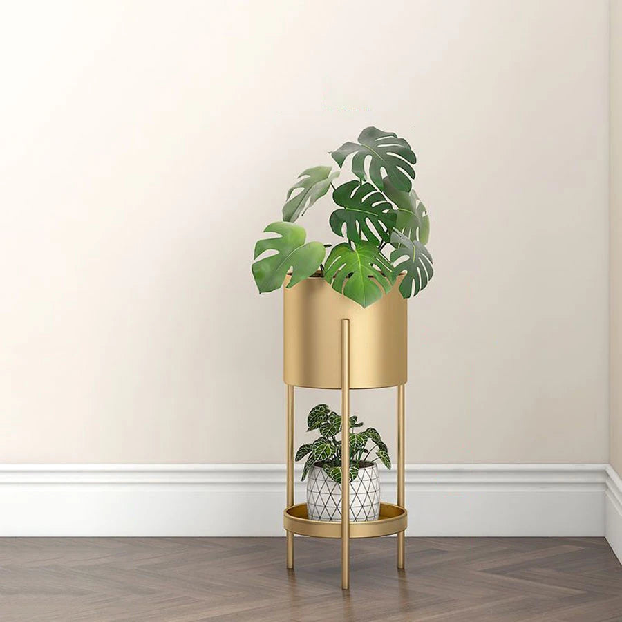 Nordic double-layer iron flower stand for indoor and balcony - vue 4 sur 7