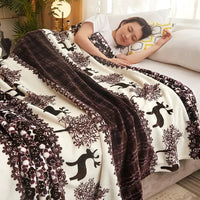 Lightweight fleece throw with floral check pattern for living room