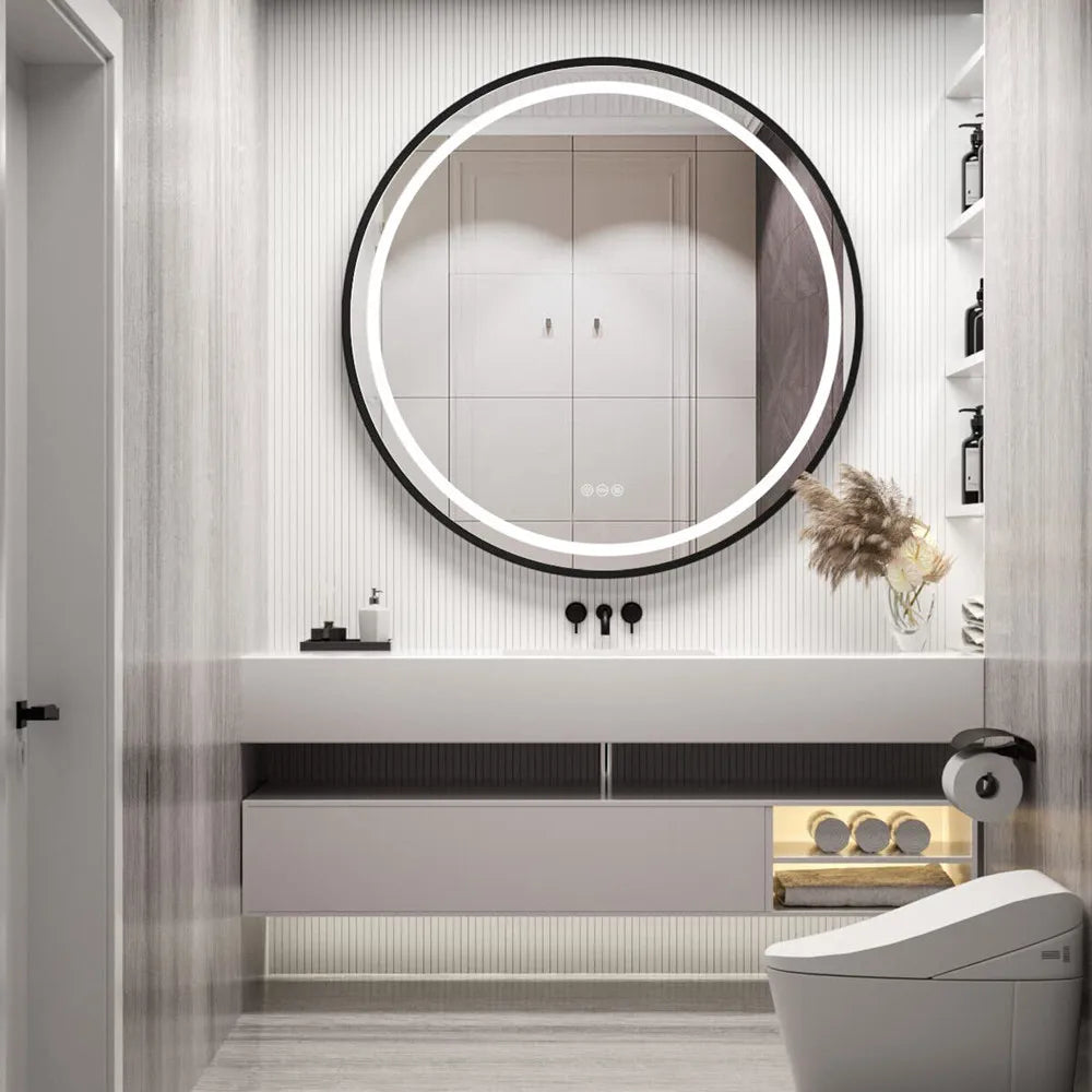 miroir lumineux rond avec intensité variable et antibuée - vue 2 sur 10