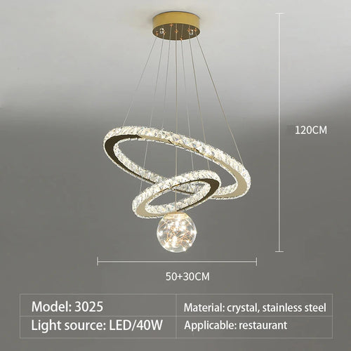 Modern crystal glass chandelier with LED star light - vue 12 sur 13