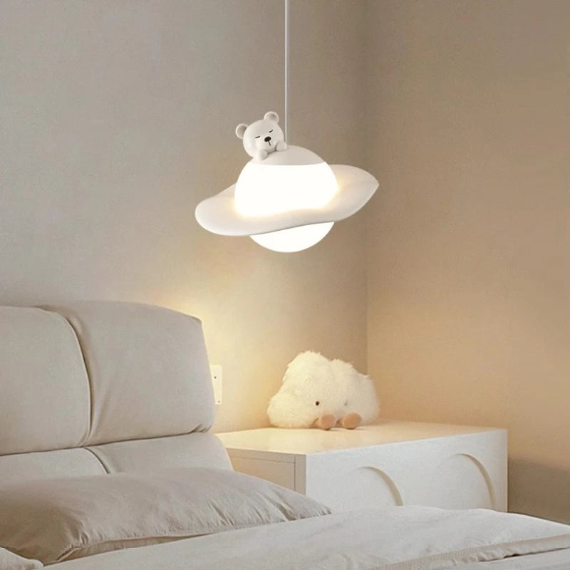 Cute rabbit, bear and moon chandelier for children's room