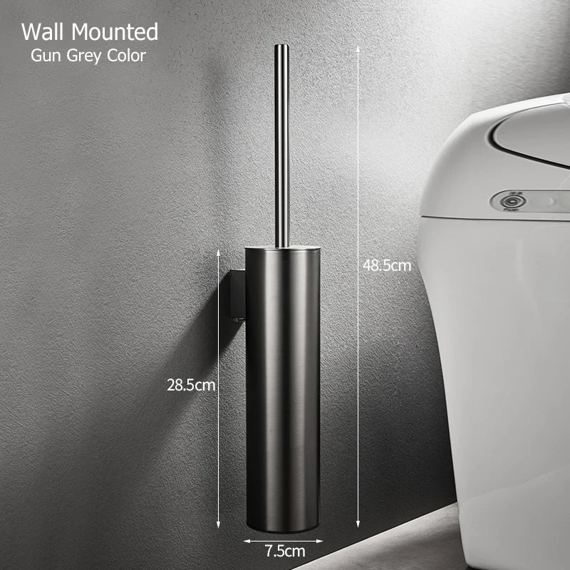 Wall-mounted stainless steel toilet brush holder for bathroom