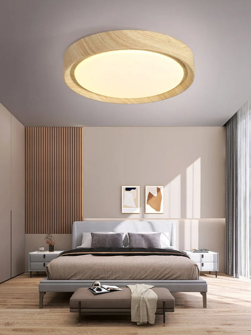 Nordic design wooden and iron decorative LED ceiling light - vue 4 sur 11