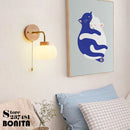 Solid wood pumpkin wall light with pull switch