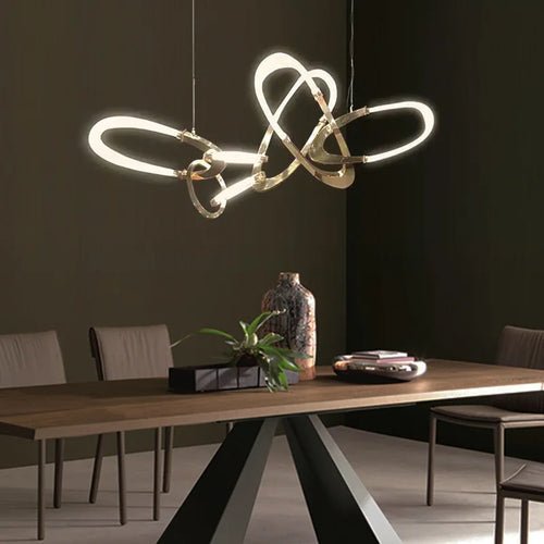 Irregular design galvanised stainless steel chandelier - vue 5 sur 12