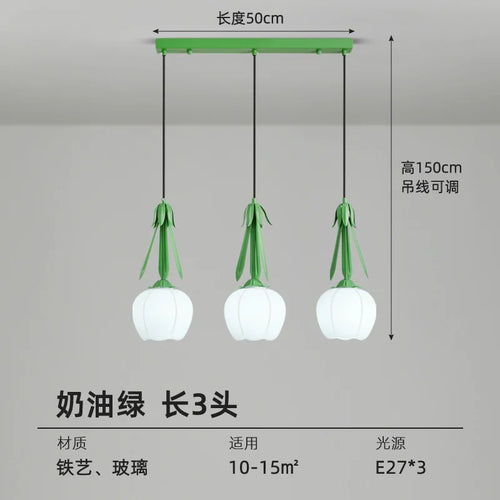 Art deco glass chandelier with hanging floral shade - vue 10 sur 11