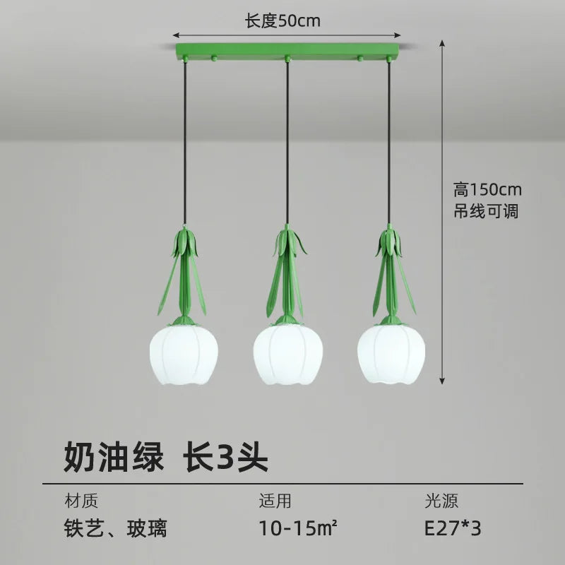 Art deco glass chandelier with hanging floral shade - vue 9 sur 11