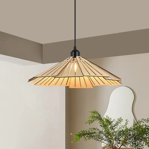 Wabi-sabi wood pendant light with DIY LED fixtures - vue 7 sur 14
