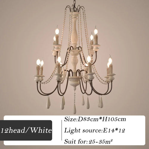 Retro wood chandelier for elegant interior decor - vue 12 sur 16
