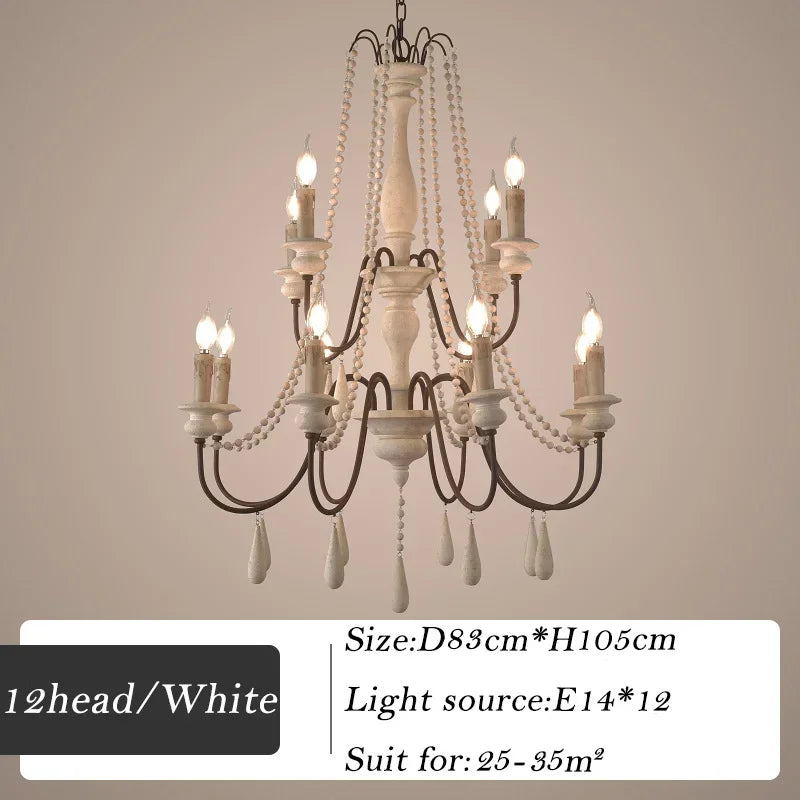 Retro wood chandelier for elegant interior decor - vue 11 sur 16