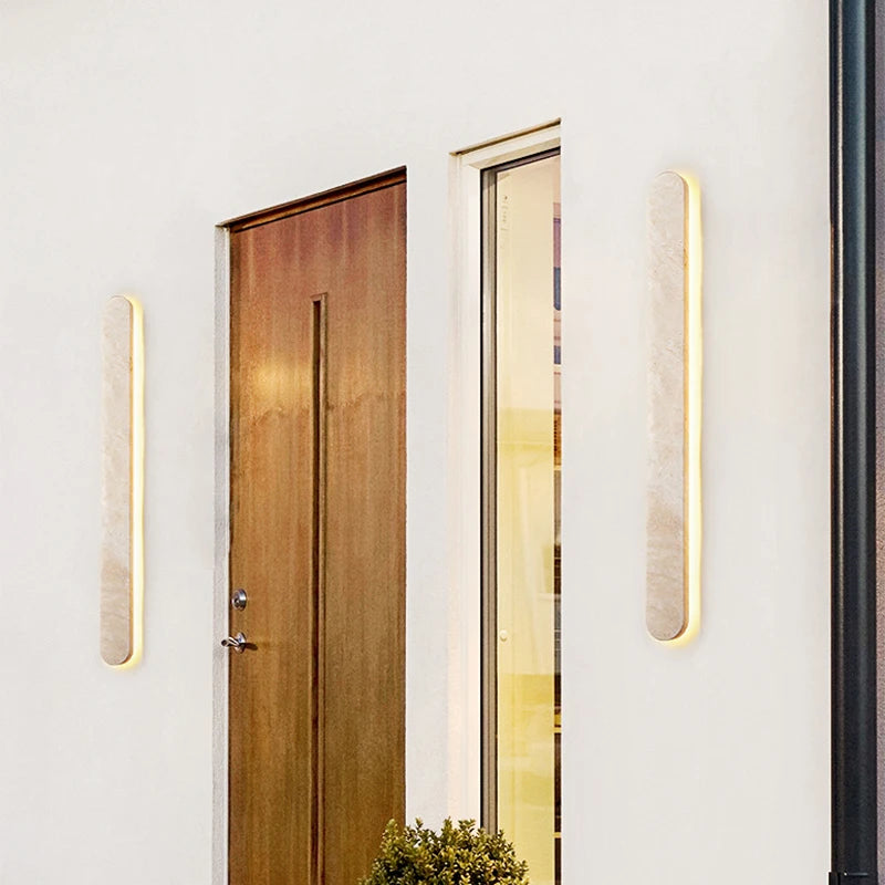 Scandinavia Wabi Sabi Hotel Corridor Courtyard Entrance Modern Natural Stone Outdoor Beige 40CM LED Wall Lamp Waterproof Wall Lights