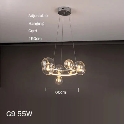 Modern glass chandelier with bubbles for elegant interiors - vue 9 sur 18