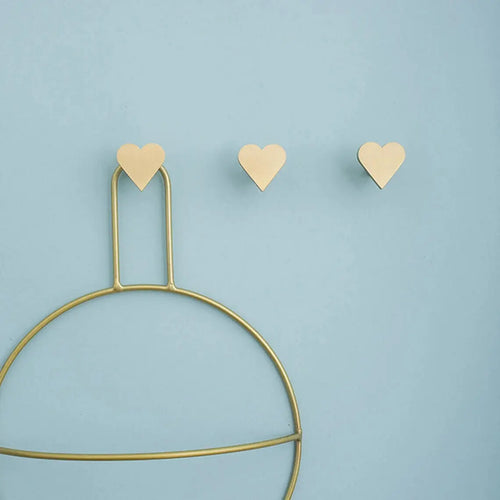 heart shaped brass wall hooks for cute accessories - vue 4 sur 7