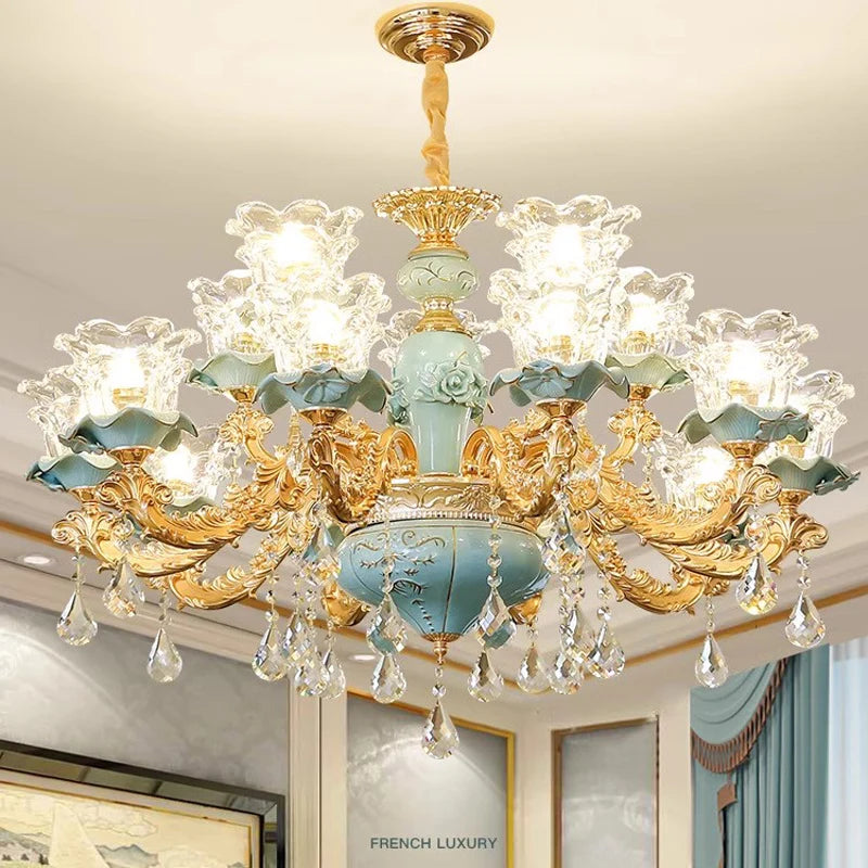 European style ceramic duplex floor chandelier