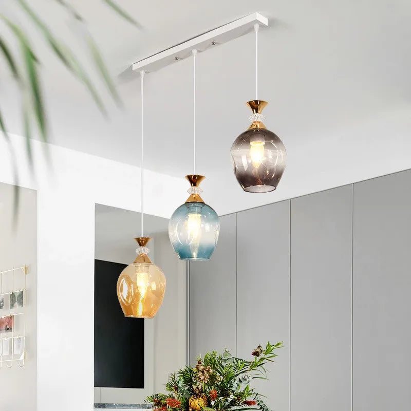 Stained glass pendant chandelier for Nordic restaurant décor
