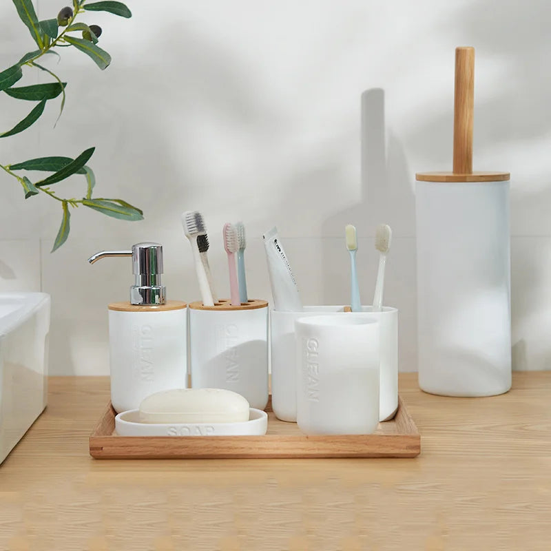 Bathroom accessories toothbrush holder and soap dispenser