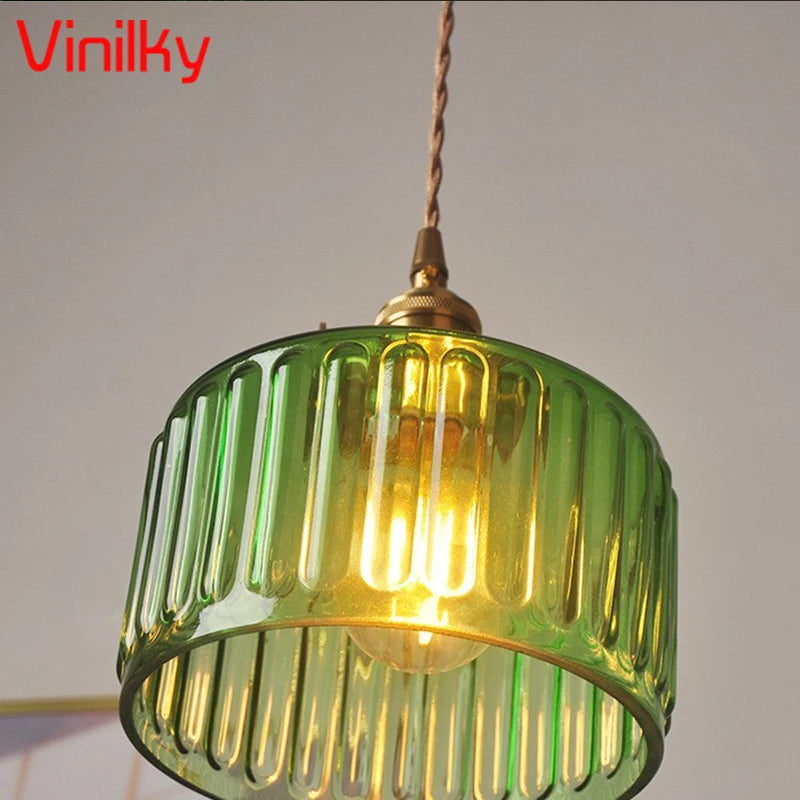 Minimalist nordic pendant light japanese style brass glass flower lamp - vue 5 sur 13