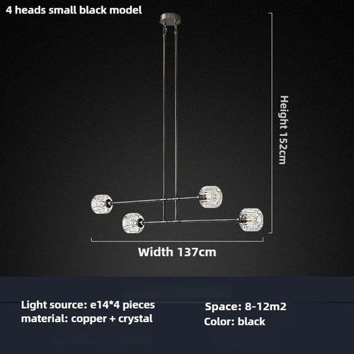 Modern American style crystal chandelier in polished copper