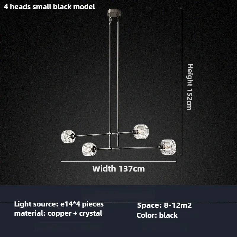 Modern American style crystal chandelier in polished copper