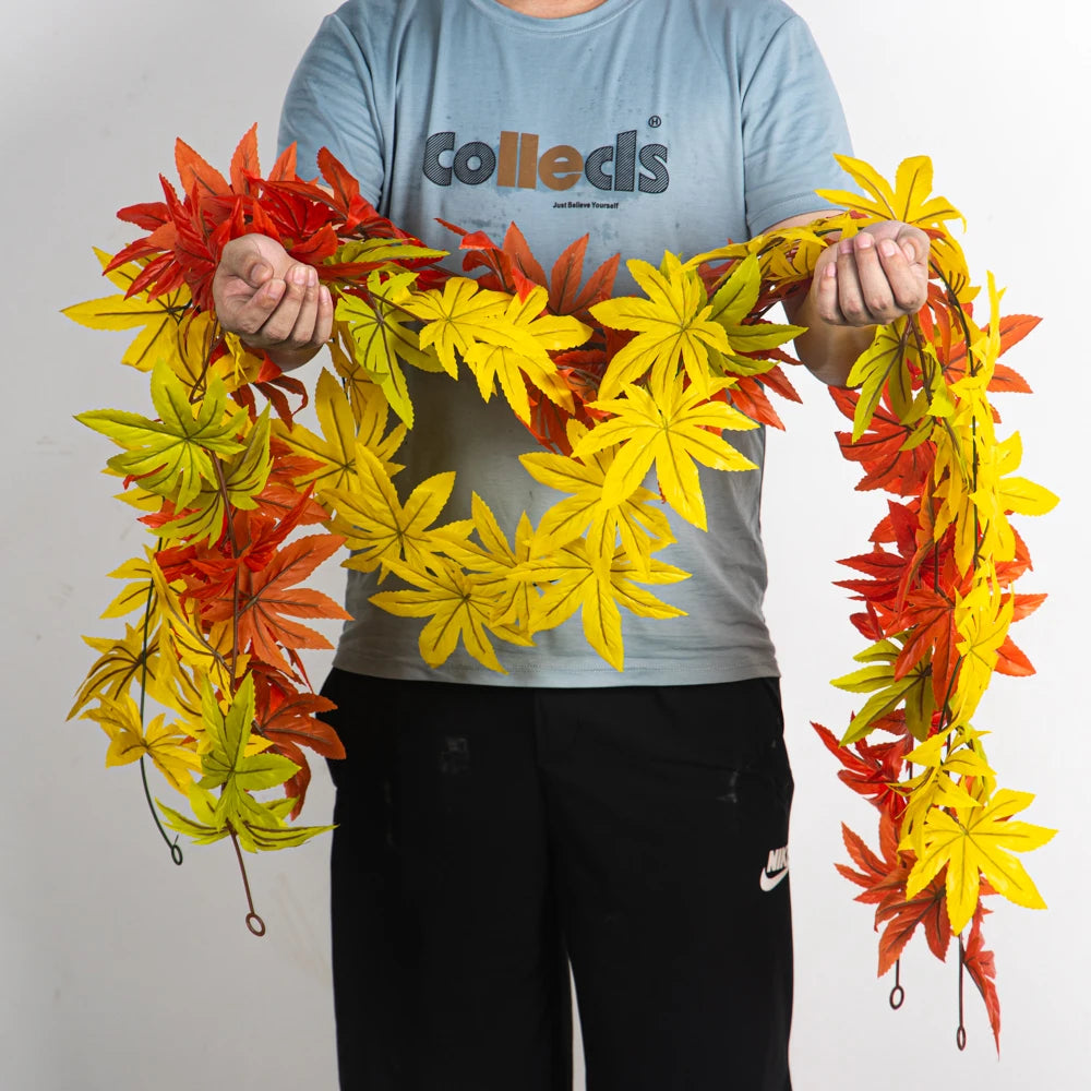 Artificial autumn maple wall plants for festive decorations