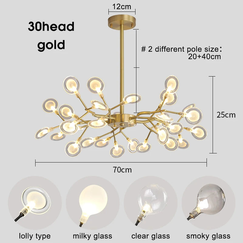 Modern vintage firefly branch chandelier pendant lighting