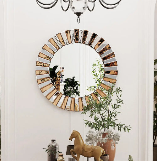 round star-shaped decorative wall mirror for an elegant touch - vue 2 sur 6