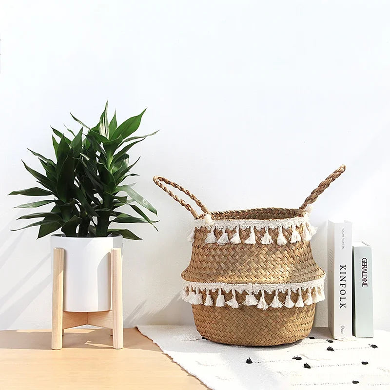Foldable bamboo storage baskets for garden and flower pot