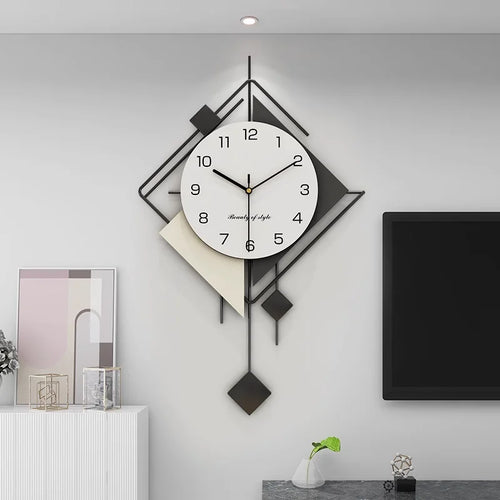 New Design Creative Wall Art Clock, Silent Pendulum Clock, Living Room Wall Decor Clocks, Metal Home Wall Decorations, Large - vue 4 sur 8
