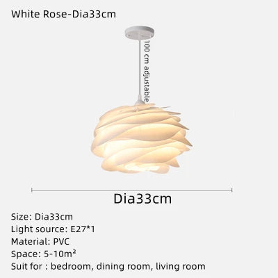Danish design white rose acrylic romantic petal chandelier - vue 9 sur 8