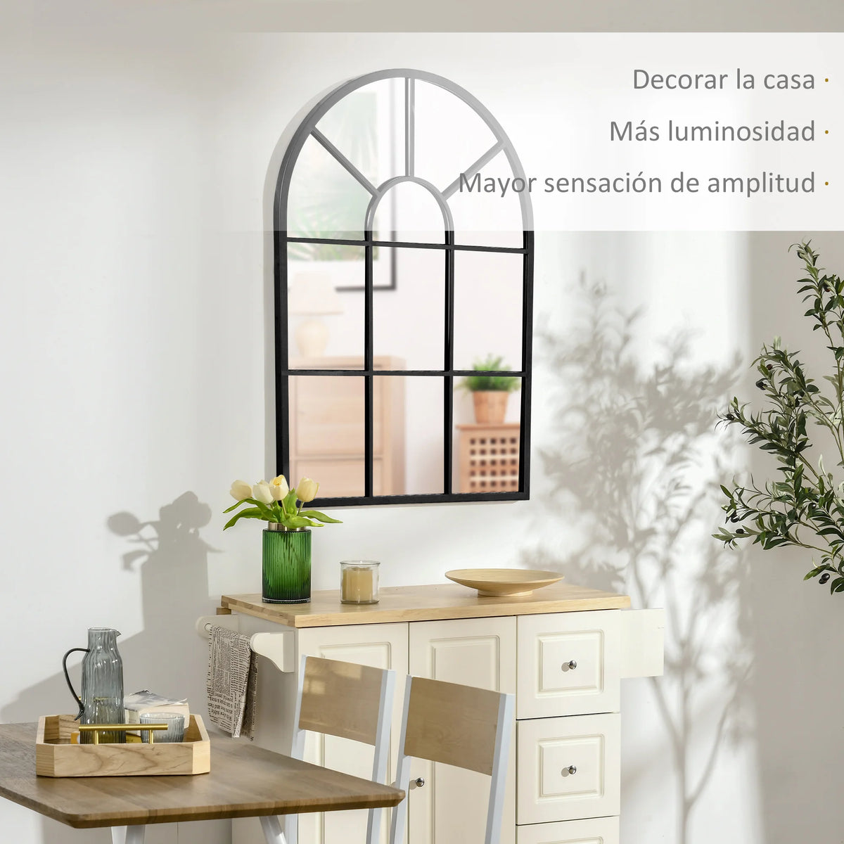 decorative window-style wall mirror for interiors - vue 6 sur 7