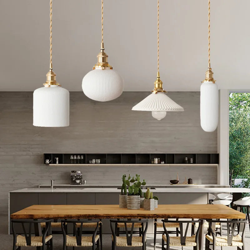 Adjustable modern brass pendant light for rustic interiors