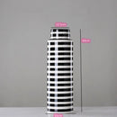 Black and White Striped Ceramic Vase, Flower Pot Decoration, Home and Living Room Decoration, Creative Geometric Striped Vase