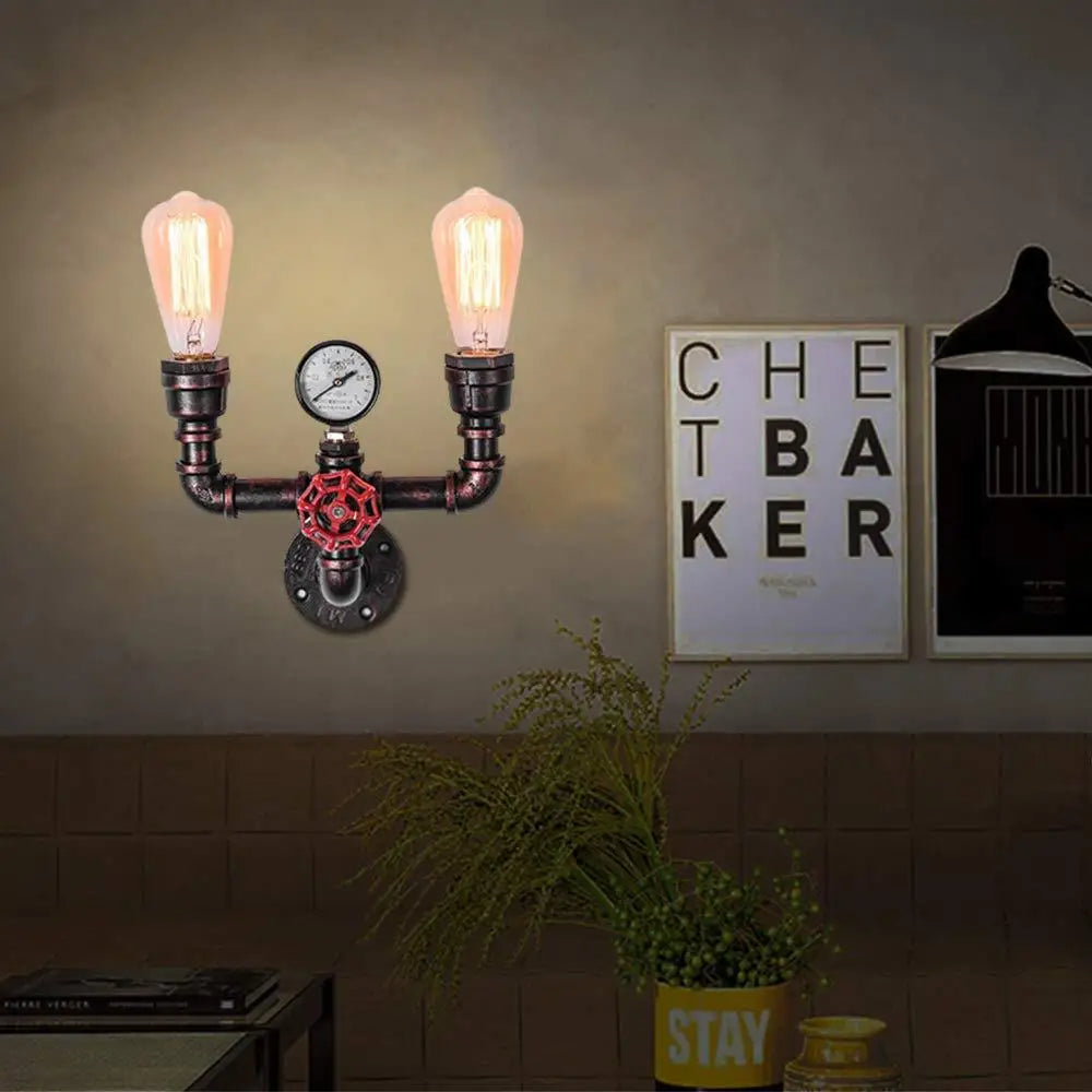 Vintage steampunk industrial pipe wall light