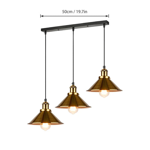 Retro industrial three-head pendant chandelier for home - vue 15 sur 16