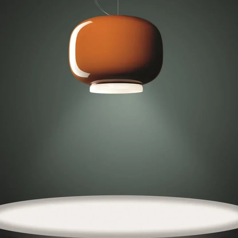 Modern glass pendant light with bright, colourful design - vue 5 sur 9