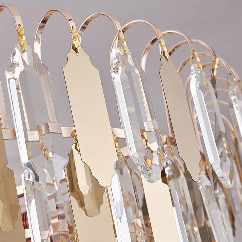 lustre moderne en cristal doré à led design élégant pour intérieur - vue 6 sur 9