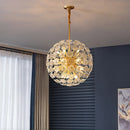 Copper dandelion crystal LED pendant chandelier