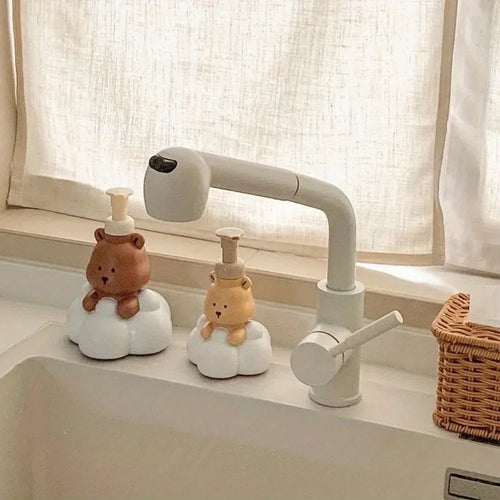 cartoon bear foam bottle portable hand sanitizer soap dispenser - vue 2 sur 5