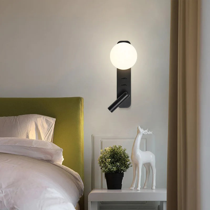 Adjustable nordic glass reading wall light