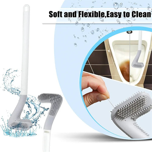 Silicone cleaning brushes with holder for bathroom - vue 7 sur 16