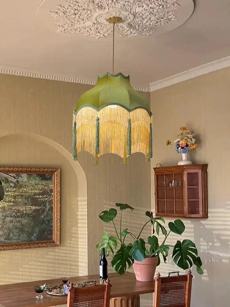 Vintage fabric tassel chandelier for interior decoration