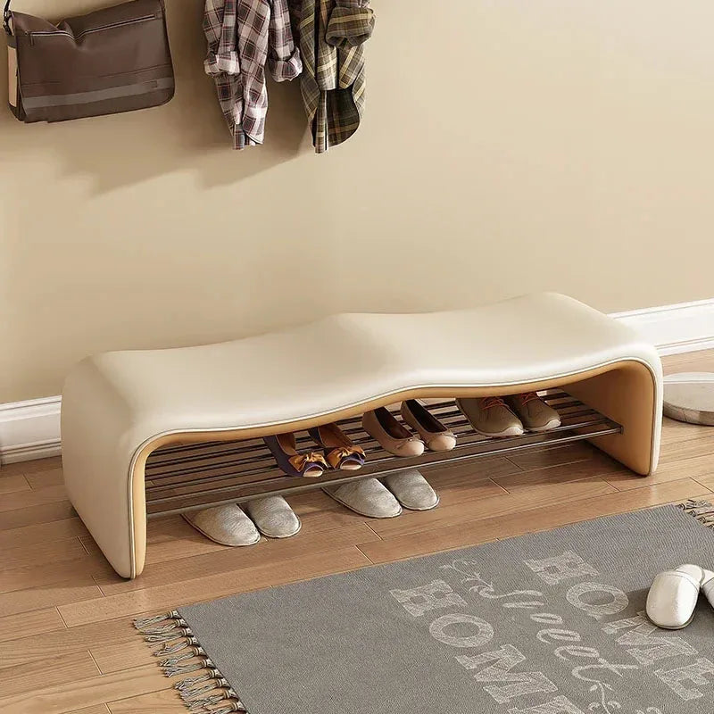 minimalist shoe storage bench with designer seat