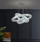 Modern round crystal LED chandelier with dimmable light