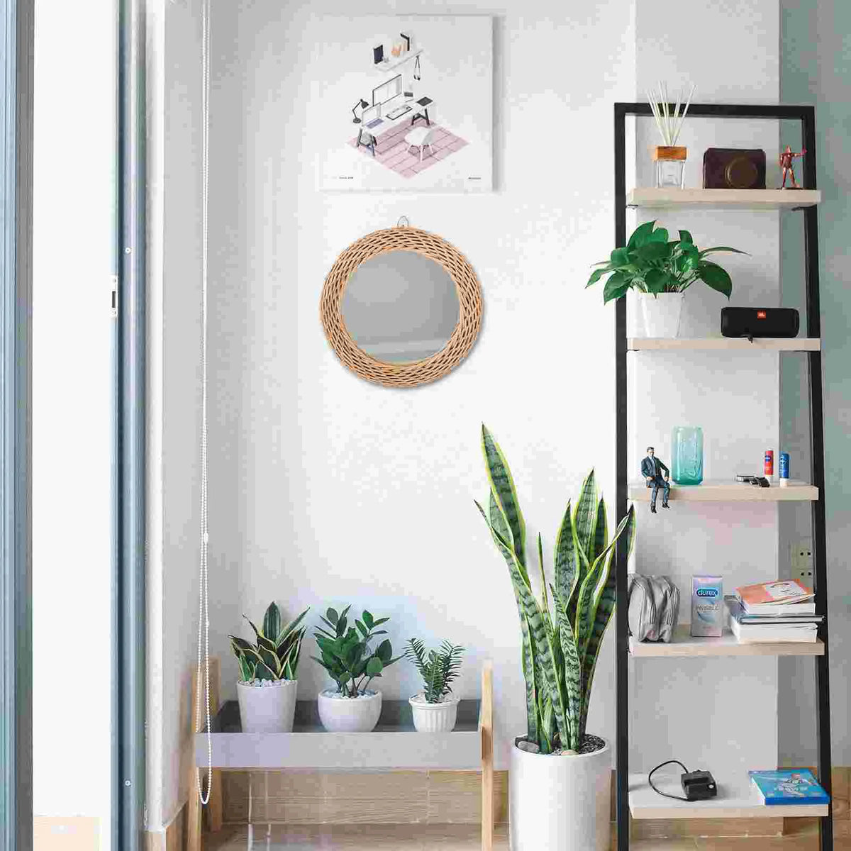woven rattan mirror for an elegant rustic decoration - vue 7 sur 7