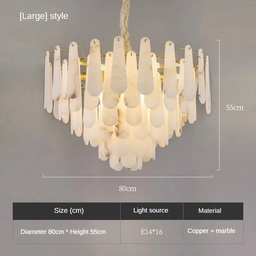 Luxury marble and copper Chinese minimalist pendant light - vue 9 sur 8