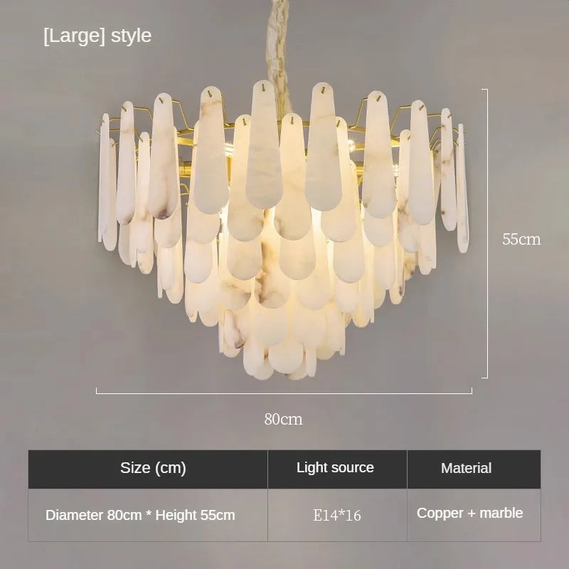 Luxury marble and copper Chinese minimalist pendant light - vue 8 sur 8