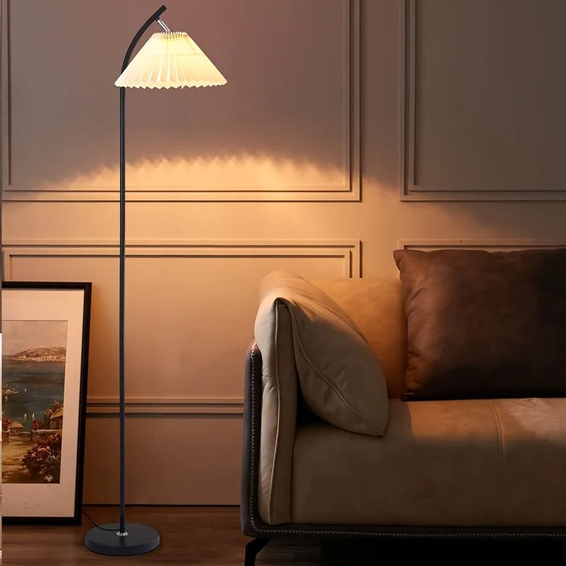 Modern Nordic floor lamp with pleated lampshade for interior decor